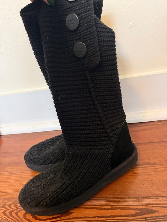 UGG Shoes - UGG Black Knit Button-Detail Boot Cuffs